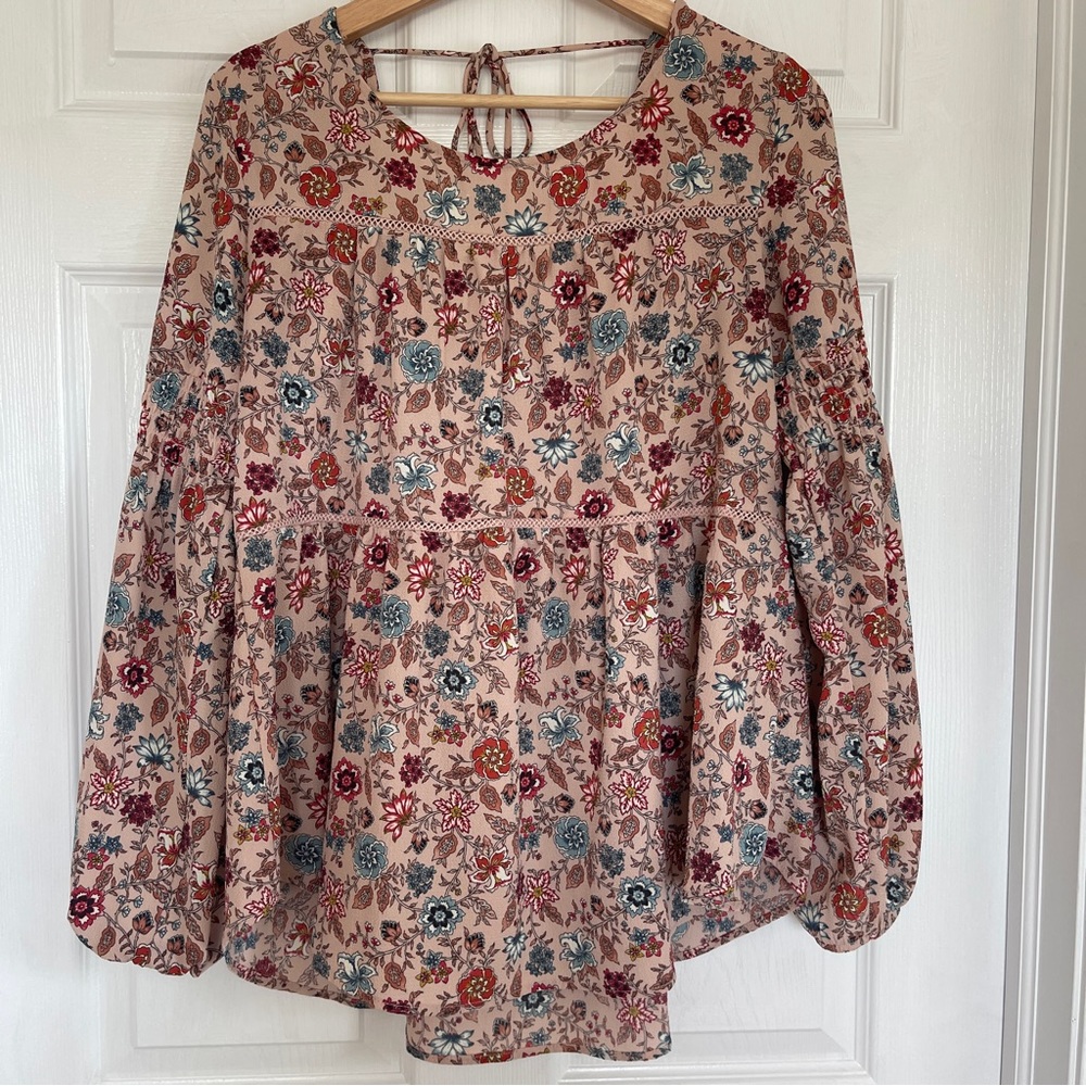 SOLD- Knox Rose Floral Long Sleeve  Floral Blouse Sz M NWOT - Picture 3 of 7
